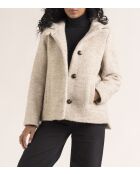 Cormoz korte jas met capuchon van beige wolmix