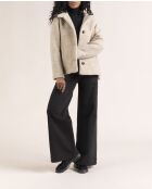 Cormoz korte jas met capuchon van beige wolmix