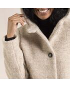 Cormoz korte jas met capuchon van beige wolmix