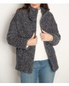 Donkerblauwe korte jas van tweedwolmix Somain