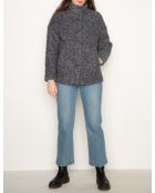 Donkerblauwe korte jas van tweedwolmix Somain