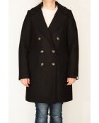 Maranta lange zwarte jas van wolmix