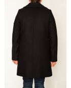 Maranta lange zwarte jas van wolmix