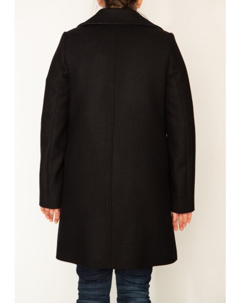 Maranta lange zwarte jas van wolmix