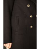 Maranta lange zwarte jas van wolmix