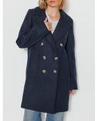 Maranta langer marineblauer Mantel aus Wollmischung