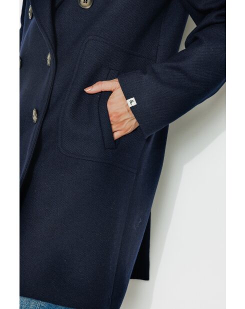 Maranta langer marineblauer Mantel aus Wollmischung