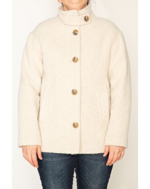 Kurzmantel Somain aus ecrufarbener Mohairmischung