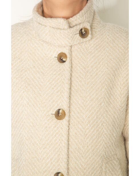 Kurzmantel Somain aus ecrufarbener Mohairmischung