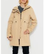 Parka Gabriac aus reiner beiger Baumwolle, gefüttert mit kamelfarbenem Schafspelz
