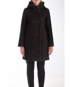 Zwarte wikkeljas met capuchon van wolmix Toberive