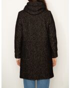 Zwarte wikkeljas met capuchon van wolmix Toberive