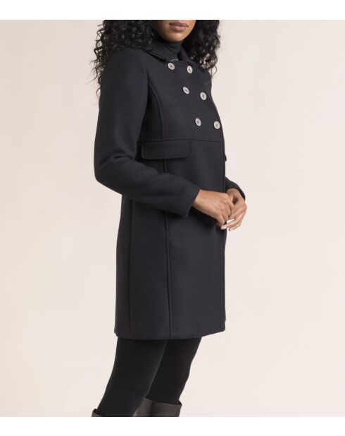 Cappotto Chabottes da donna in panno di lana blu marino