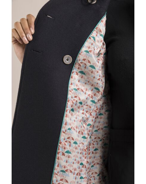 Cappotto Chabottes da donna in panno di lana blu marino