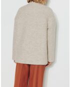 Somain - Korte jas van wolmix in zandtweed