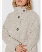 Somain - Korte jas van wolmix in zandtweed