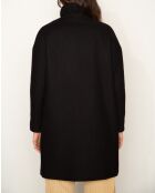 Auberive Mantel aus schwarzem Wollstoff mit hohem Kragen