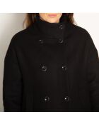 Auberive Mantel aus schwarzem Wollstoff mit hohem Kragen