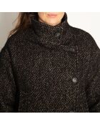 Sofar Kurzmantel aus Wollmischung mit schwarzem Chevron