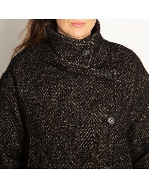 Sofar Kurzmantel aus Wollmischung mit schwarzem Chevron