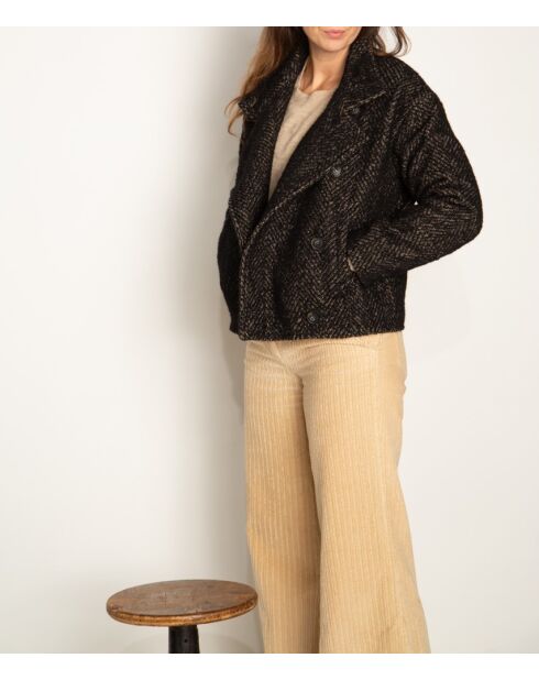 Sofar Kurzmantel aus Wollmischung mit schwarzem Chevron