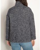 Donkerblauwe korte jas van tweedwolmix Somain