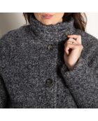 Donkerblauwe korte jas van tweedwolmix Somain