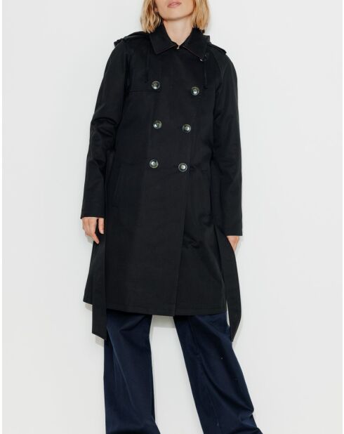 Authentischer Tangry-Trenchcoat aus reiner schwarzer Baumwolle