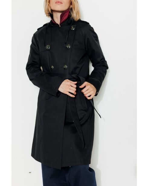 Authentischer Tangry-Trenchcoat aus reiner schwarzer Baumwolle