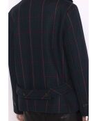 Authentischer blauer karierter Boisset Erbsenmantel aus Wollmischung