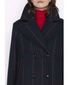 Authentischer blauer karierter Boisset Erbsenmantel aus Wollmischung