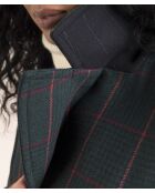 Authentischer blauer karierter Boisset Erbsenmantel aus Wollmischung