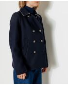 Authentieke Prunier marineblauwe erwtenjas van wolmix voor dames