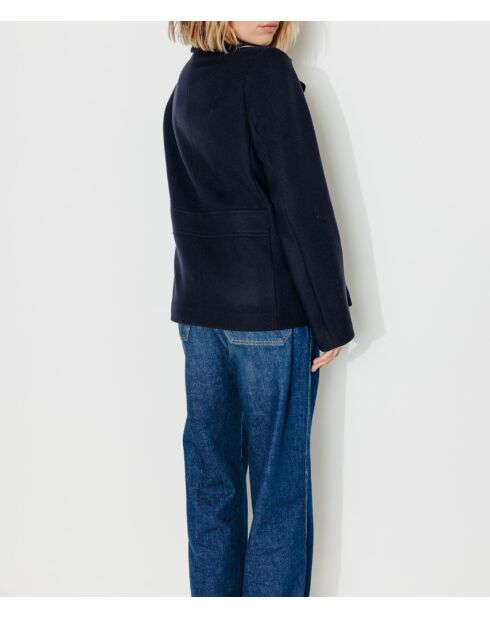 Authentieke Prunier marineblauwe erwtenjas van wolmix voor dames