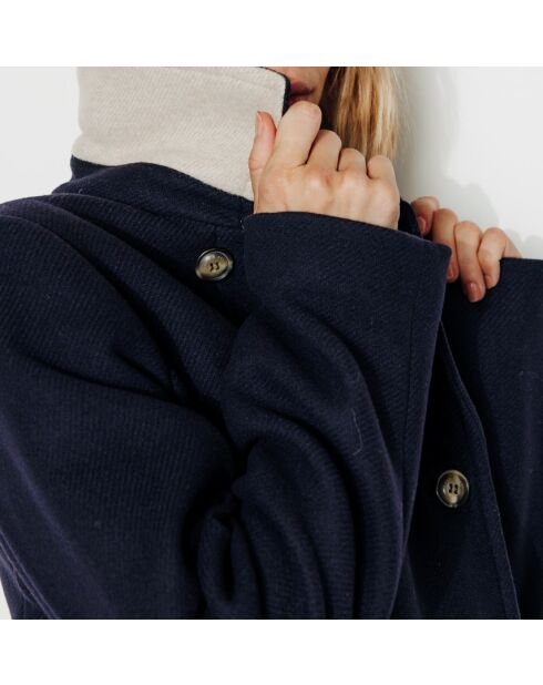 Authentieke Prunier marineblauwe erwtenjas van wolmix voor dames