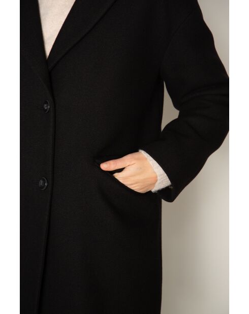 Brillanter übergroßer schwarzer Wollmantel