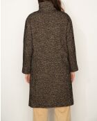 Oversize-Mantel Chablis aus schwarz-beigem Chevron-Wollmix