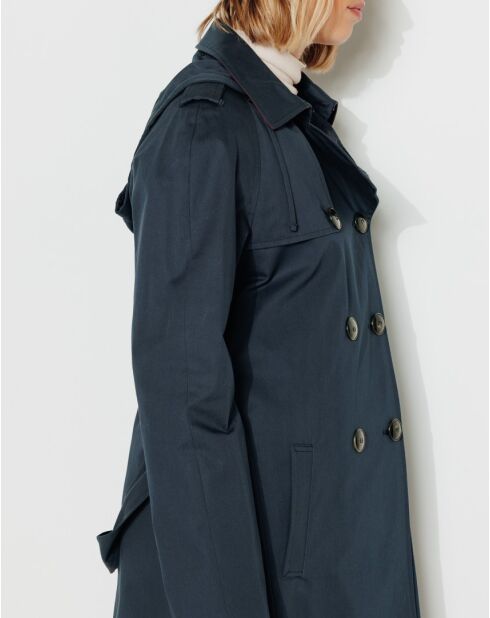 Authentischer Tangry-Trenchcoat aus reiner Baumwolle in Marineblau