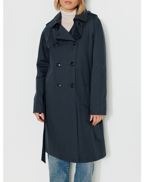 Authentischer Tangry-Trenchcoat aus reiner Baumwolle in Marineblau
