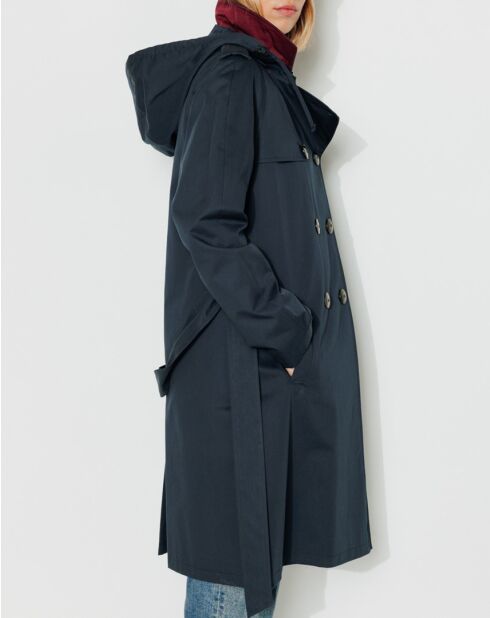 Authentischer Tangry-Trenchcoat aus reiner Baumwolle in Marineblau