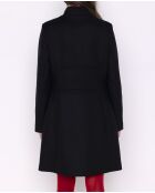 Damenmantel mit Blumenmuster aus schwarzem Wollstoff