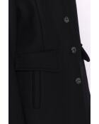 Damenmantel mit Blumenmuster aus schwarzem Wollstoff