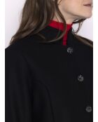 Damenmantel mit Blumenmuster aus schwarzem Wollstoff