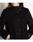 Schwarzer Mantel aus Wollmischung mit hohem Kragen von Boval