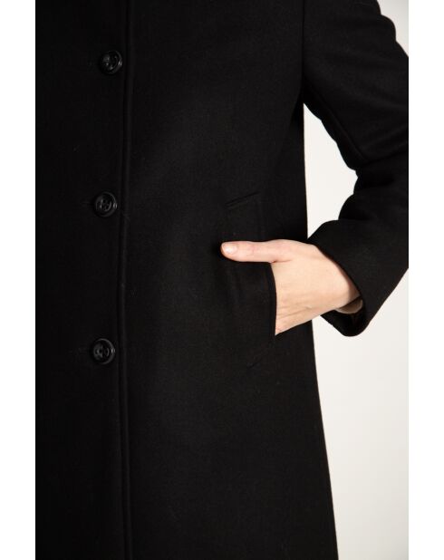 Schwarzer Mantel aus Wollmischung mit hohem Kragen von Boval