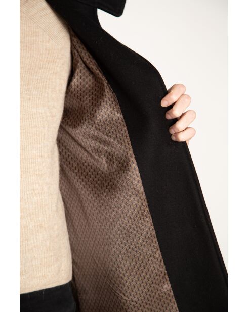 Schwarzer Mantel aus Wollmischung mit hohem Kragen von Boval