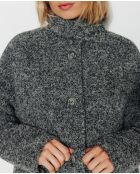 Kurzmantel Somain aus schwarzer Tweed-Wollmischung