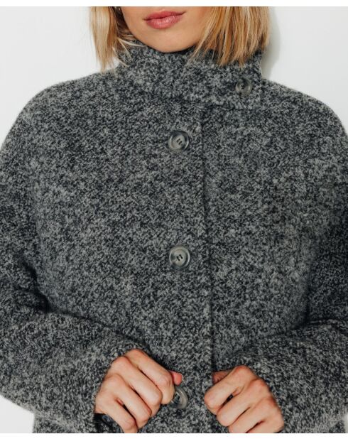 Kurzmantel Somain aus schwarzer Tweed-Wollmischung
