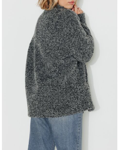 Kurzmantel Somain aus schwarzer Tweed-Wollmischung