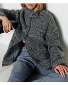 Kurzmantel Somain aus schwarzer Tweed-Wollmischung